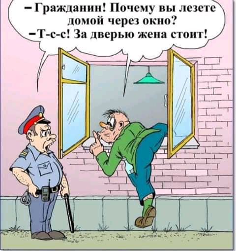 Гражданин Почему вы лезете Домой через окно Т с с За дверью жена стоит