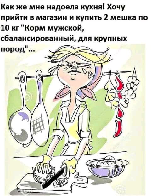 Как же мне надоела кухня Хочу прийти в магазин и купить 2 мешка по 10 кг Корм мужской сбалансированный для крупных