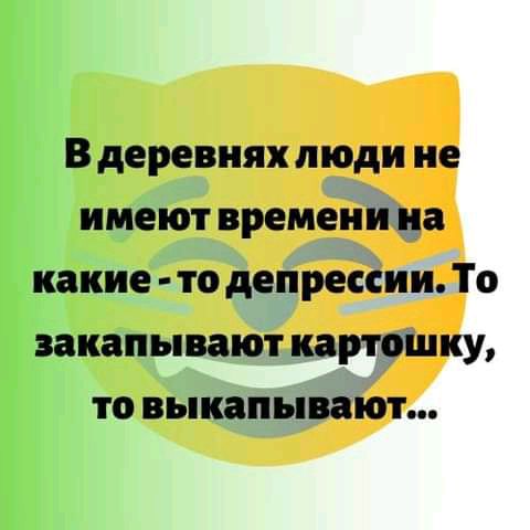 В деревнях люди не имеют времени на какие то депрессии То закапывают картошку то выкапывают