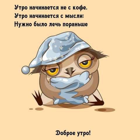 Утро исчииптся не с кофе Утрв начинается мысли Нужно было печи пораньше