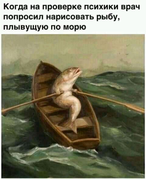 Когда на проверке психики врач попросил нарисовать рыбу ппывущую по морю