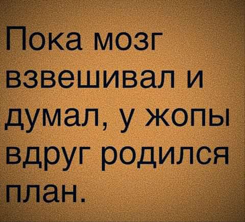 Пока мозг взвешивал и думал у жопы __вдруг родился лан