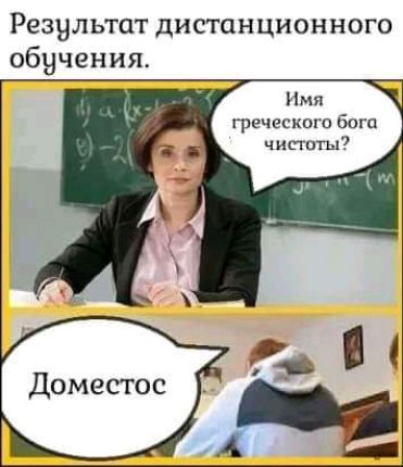 Результат дистанционного обучения Нмя греческого бога чистоты Доместос Ё