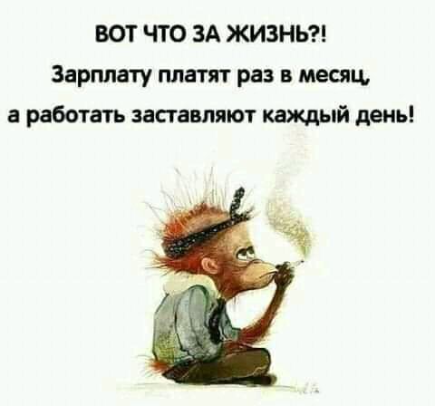 ВОТ ЧТО ЗА ЖИЗНЬ Зарплату платят раз в месяц а работать заставляют каждый день