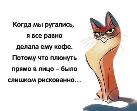 Когда мы ругались я все равно делала ему кофе Потому что плюнуть прямо в лицо было слишком рискованно