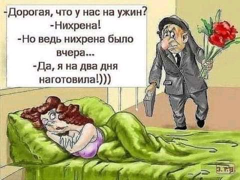 Дороая что у нас на ужин Нихрена Но ведь нихрена было вчера дд я на два дня наготовипа