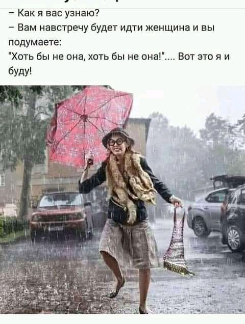 Как я вас узнаю Вам навстречу будет идти женщина и вы подумаете Хоть бы не она хоть бы не пна Вот это я и буду