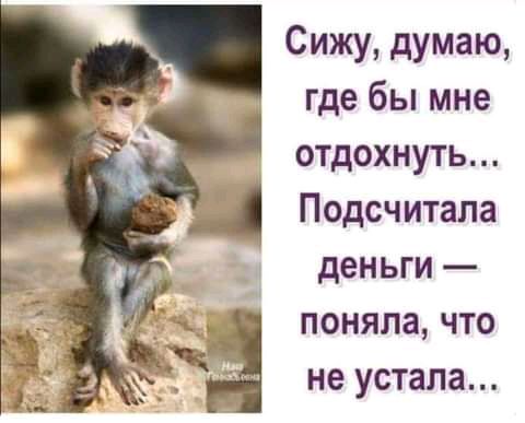 Сижу думаю где бы мне отдохнуть Подсчитапа деньги поняла что не устала