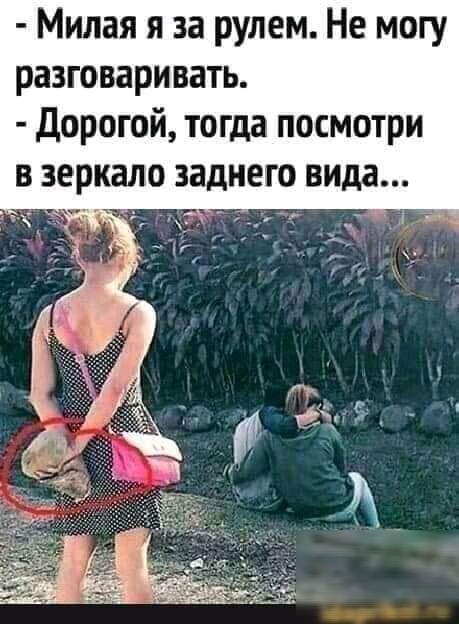 Милая я за рулем Не могу разговаривать Дорогой тогда посмотри в зеркало заднего вида