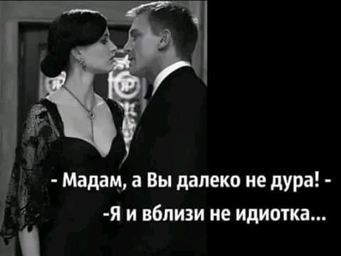 Мадам а Вы далеко не дура г я и вблизи не идиотка