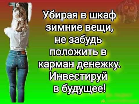 Убирая в шкаф зимние вещи не забудь д положить в карман денежку Инвестируй в будущее