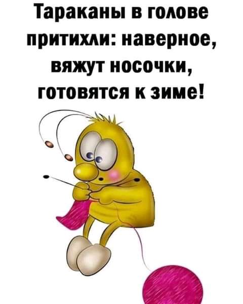 Тараканы голове притихли наверное вяжут носочки