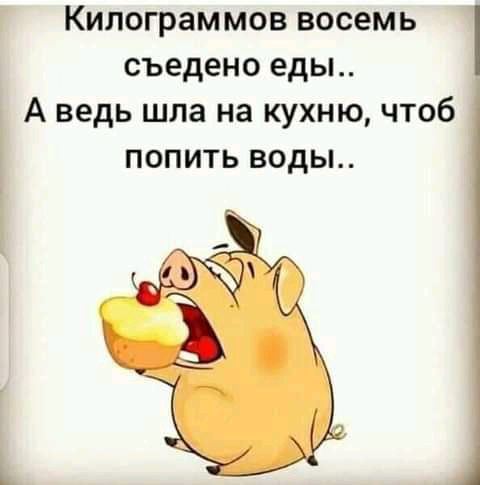 Килограммов восемь съедено еды А ведь шла на кухню чтоб попить воды