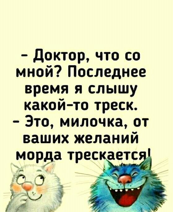 Доктор что со мной Последнее время я слышу какой то треск Это милочка от ваших желаний морда трес аетс