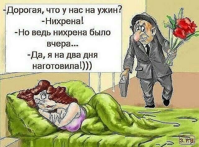Дорогая что у нас на ужин Нихрена Но ведь нихрена было вчера Да я на два дня наготовипа