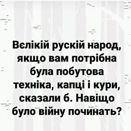 Велікій рускій народ якщо вам потрібна була побутова техніка капці і кури сказали 6 Навіщо було війну починать