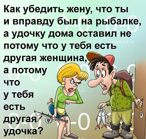 Как убедить жену что ты и вправду был на рыбалке а удочку дома оставил не потому что у тебясть друга Ъ удочка