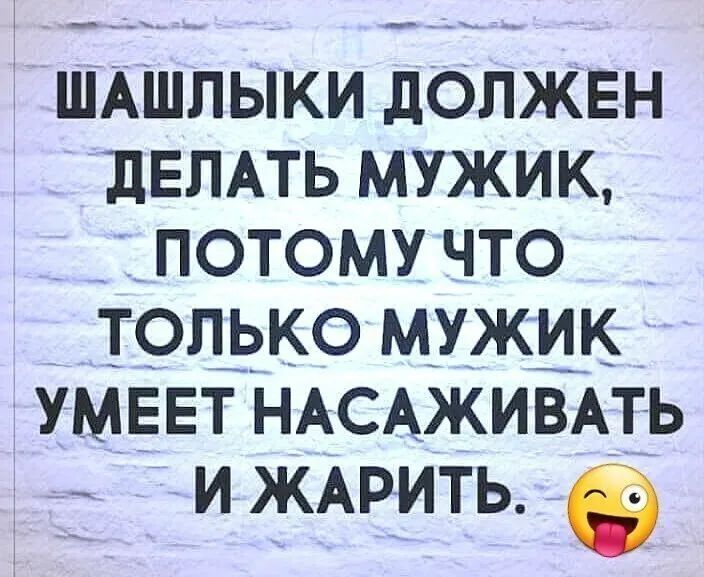 ШАШПЫКИ дОЛЖЕН ЕЛАТЬ МУЖИК ПОТОМУ ЧТО ТОЛЬКО МУЖИК УМЕЕТ НАСАЖИВАТЬ _ И ЖАРИТЬ