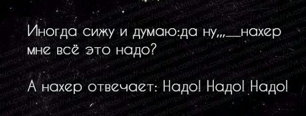 Иногдо сижу и думоюдо ну_нохер мне всё это надо А нехер отвечает Нодо НодоіНодоі