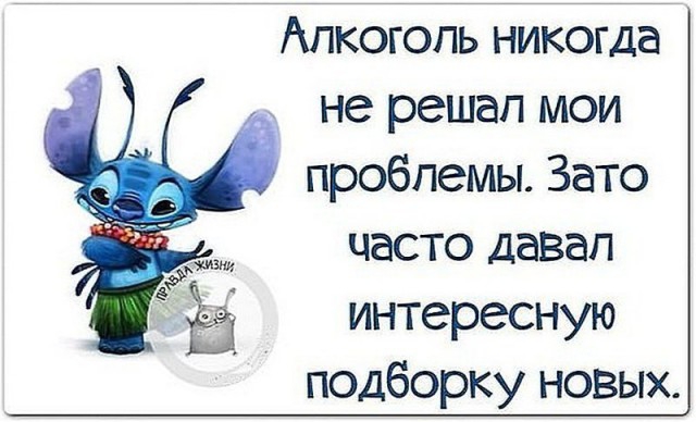 Алкоголь никогда не решал мои проблемы Зато часто давал интересную подборку новых