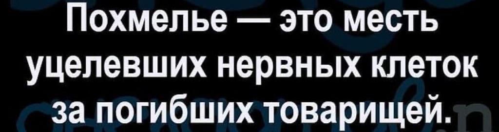 Похмелье это месть уцелевших нервных клеток за погибших товарищей