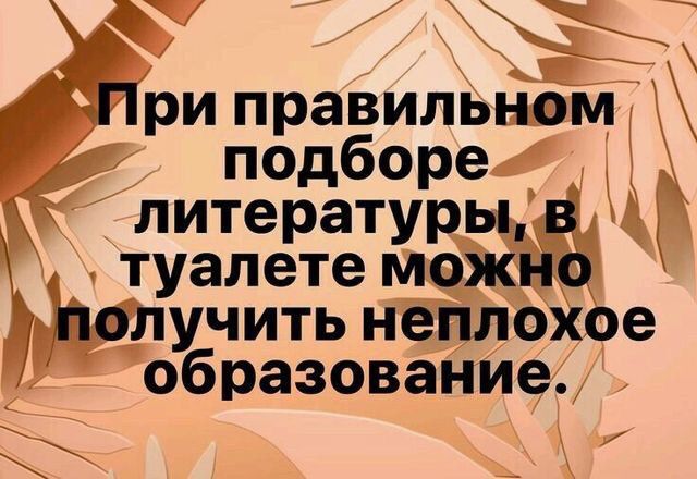 Приправильном подборе литературььв туалете можно получитьнеплохое образование