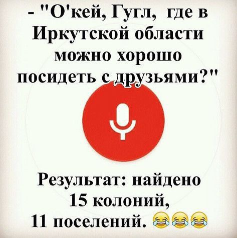 Окей Гугл где в Иркутской области можно хорошо посидеть с друзьями Результат найдено 15 колоний 11 поселений