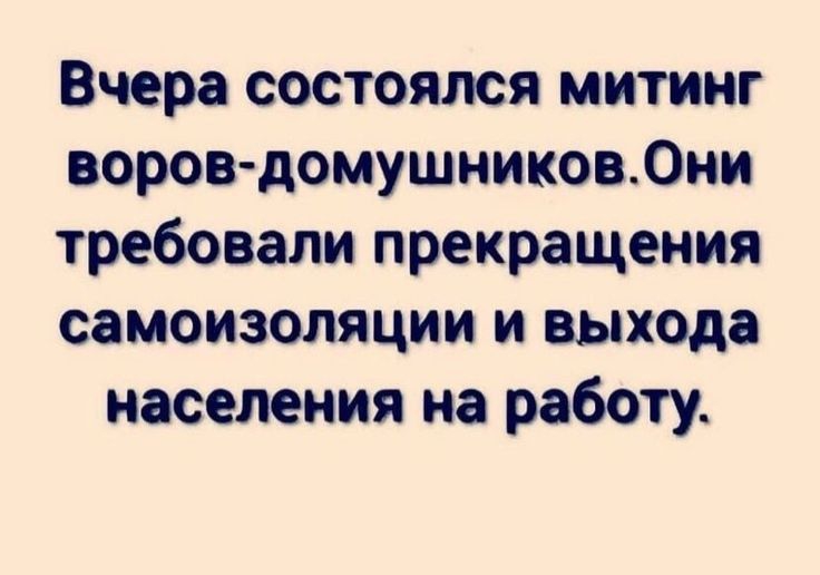 Вчера состоялся митинг воров домушников0ни требовали прекращения самоизоляции и выхода населения на работу