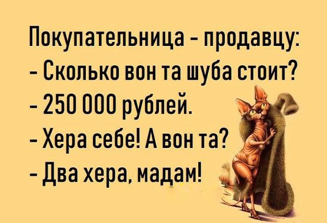 Покупатепьница продавцу Сколько вон та шуба стоит 250 000 рублей Хера себе А вон та Два хера мадам мд