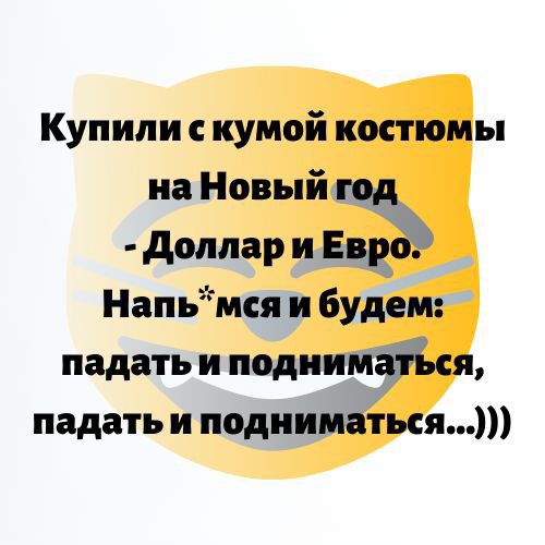 Купили кумой костюмы на Новый год доллар и Евріэ Напьмся и будем падать и подииматЪся падать и подниматься