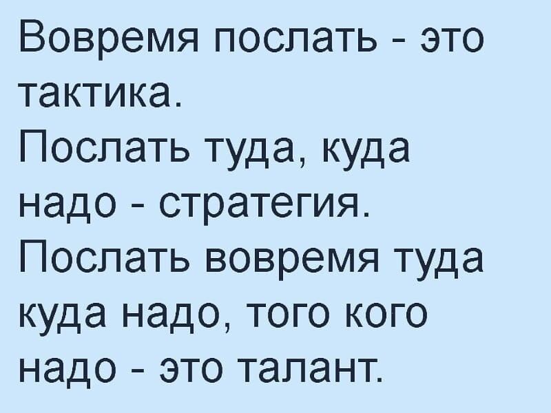 Вовремя поспать это тактика Послать туда куда надо стратегия Послать вовремя туда куда надо того кого надо это талант