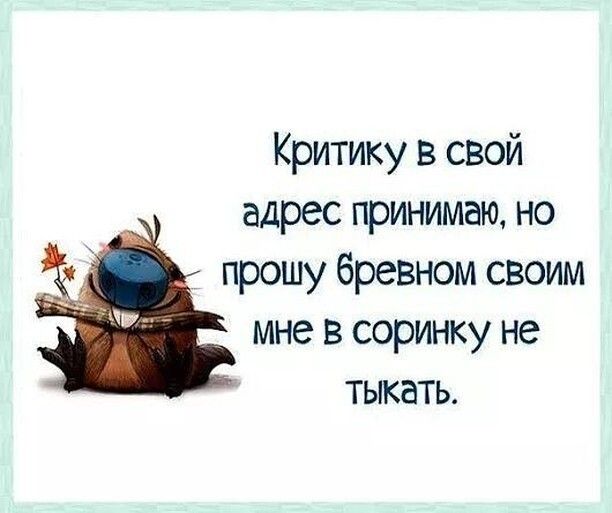 Критику в свой адрес принимаю но прошу бревном своим мне в соринку не тыкать