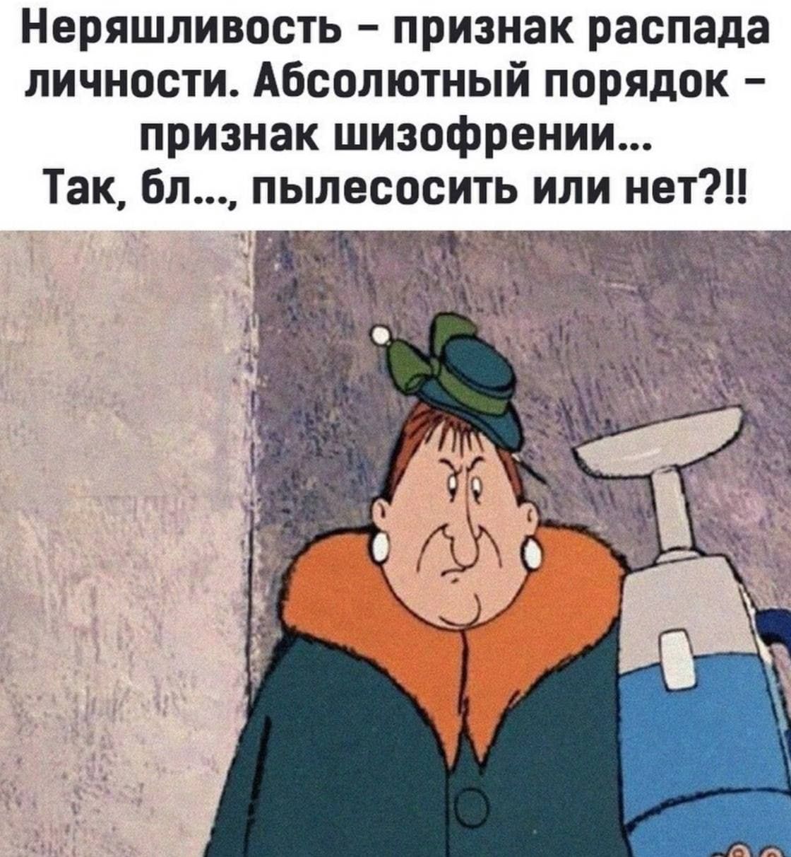 Неряшливость признак распада личности Абсолютный порядок признак шизофрении Так бл пылесосить или нет