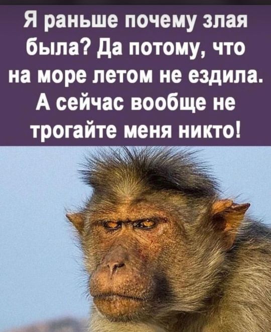Я раньше почему злая была да потому что на море летом не ездила А сейчас вообще не трогайте меня никто