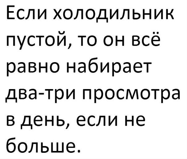 Если холодильник пустой то он всё равно набирает два три просмотра в день если не больше