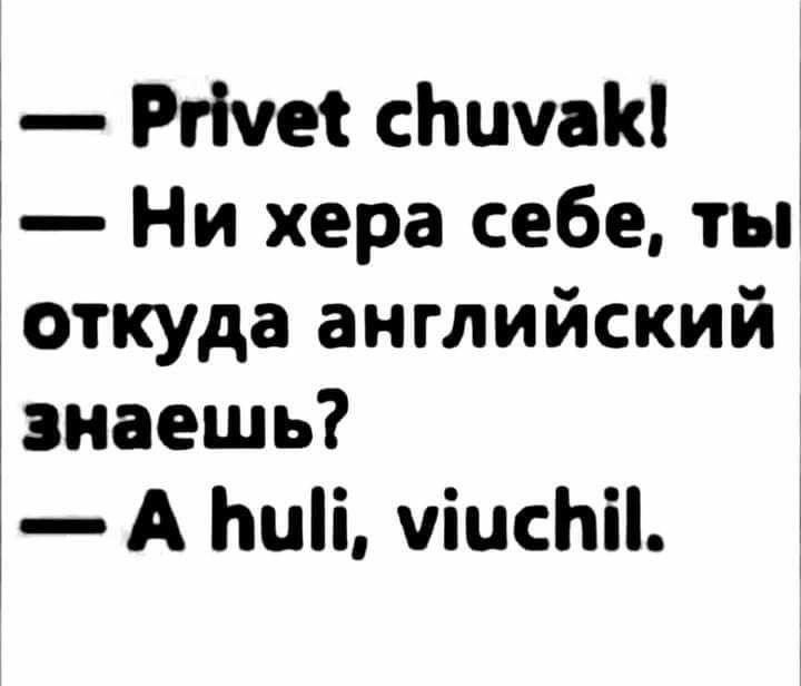 Ргічеі сЬичаК Ни хера себе ты откуда английский знаешь А Ьиіі чіисЬіі
