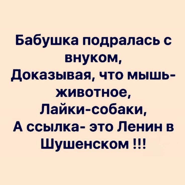 Бабушка подралась с внуком доказывая что мышь животное Лайки собаки А ссылка это Ленин в Шушенском