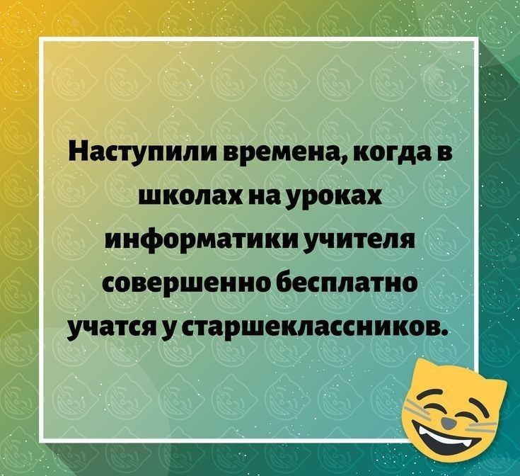 Наступили времена когда в школах на уроках информатики учителя совершенно бесплатно учатся у старшеклассник