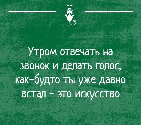 ё5 Утром отвечать на звонок и делать голос какбудто ты уже давно встал это искусство