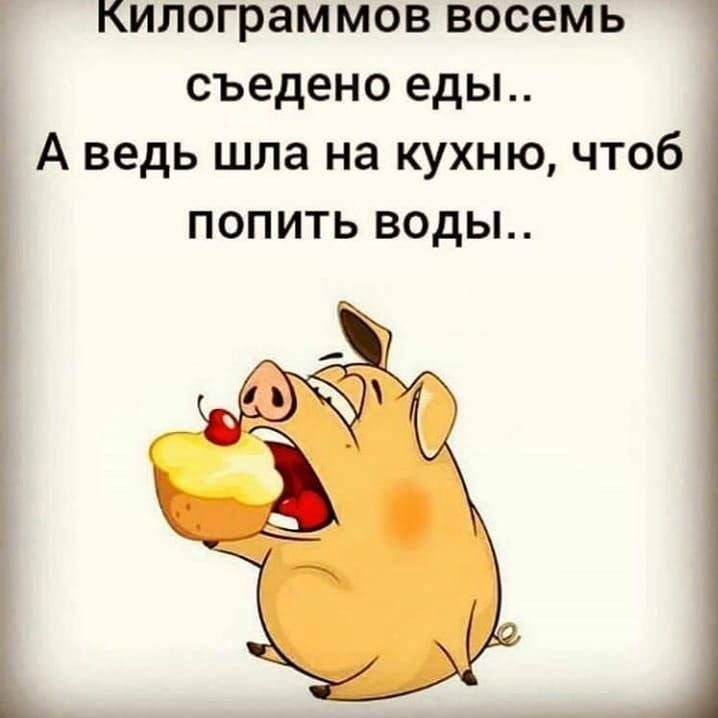 килограммов восемь съедено еды А ведь шла на кухню чтоб попить воды