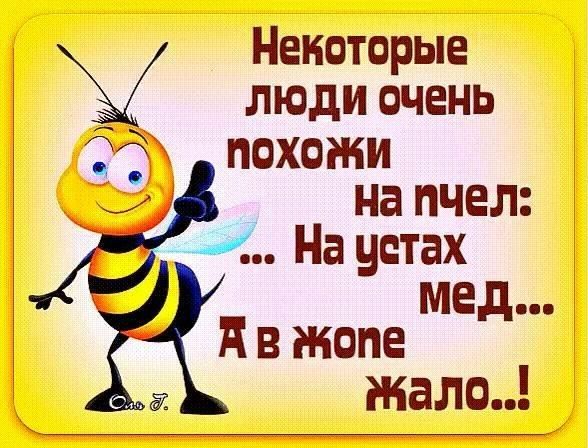 Некоторые люди очень похожи на пчел и На устах ме двжопе д жало