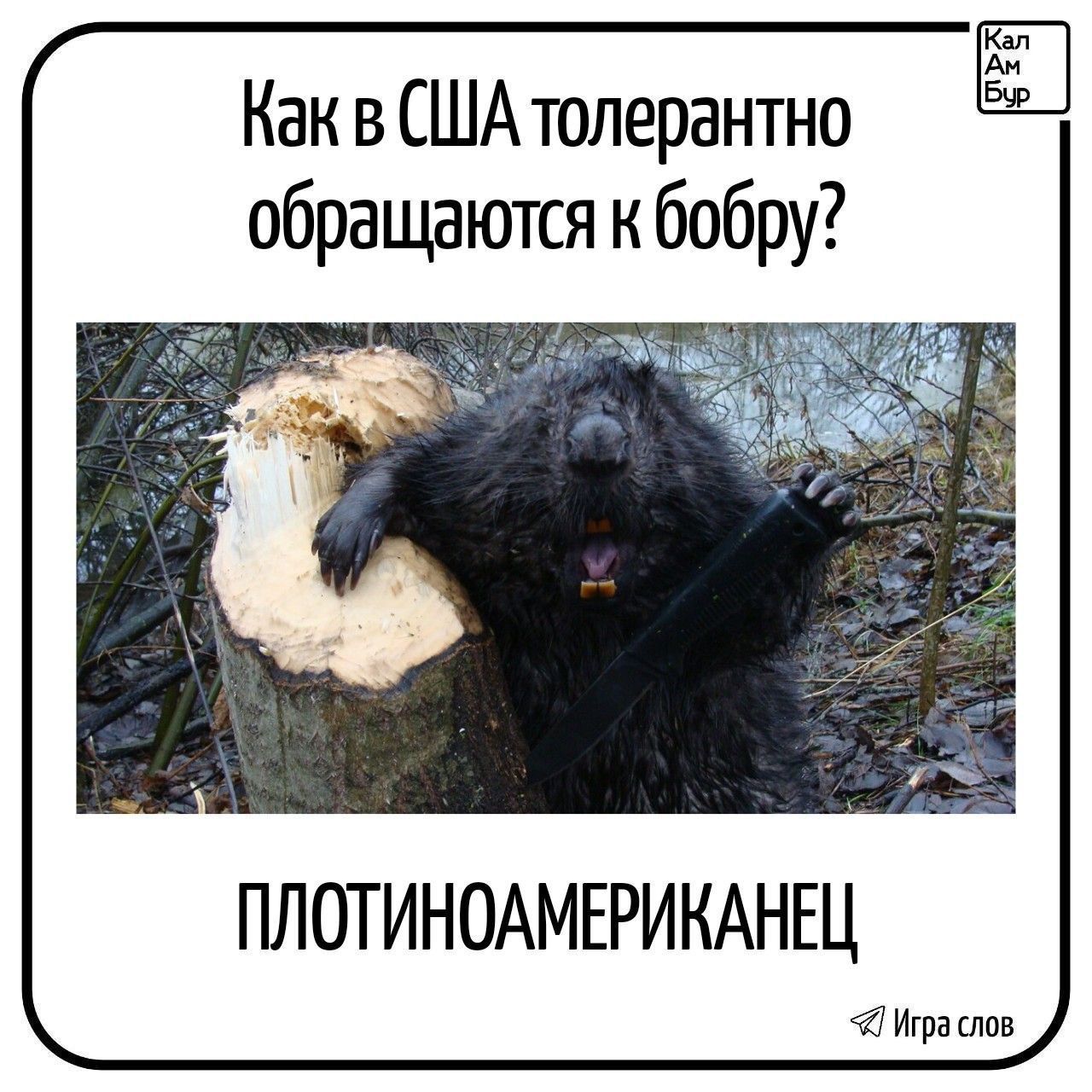 Как в США толерантно обращаются к бобру?
ПЛОТИНОАМЕРИКАНЕЦ