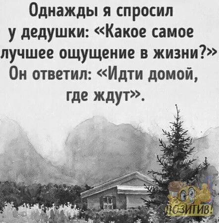 Однажды я спросил у дедушки Какое самое лучшее ощущение в жизни Он ответил Идти домой где ждут