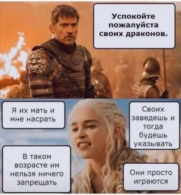 Успокойте пожалуйте своих драконов Я их мать и _ мне насрать _ заведешь и тогда будешь указывать В таком возрасге им нельзя ничего запрещать Они просто играются