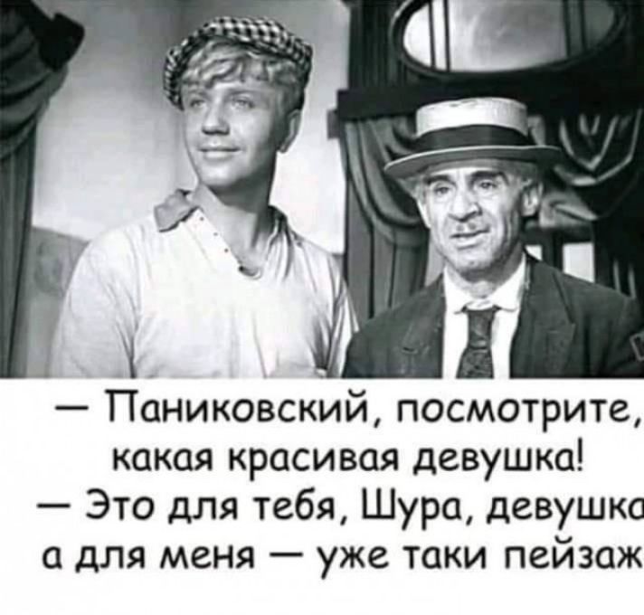 Паниковский посмотрите какая красивая девушка Это для тебя Шура девушка а для меня уже таки пейзаж