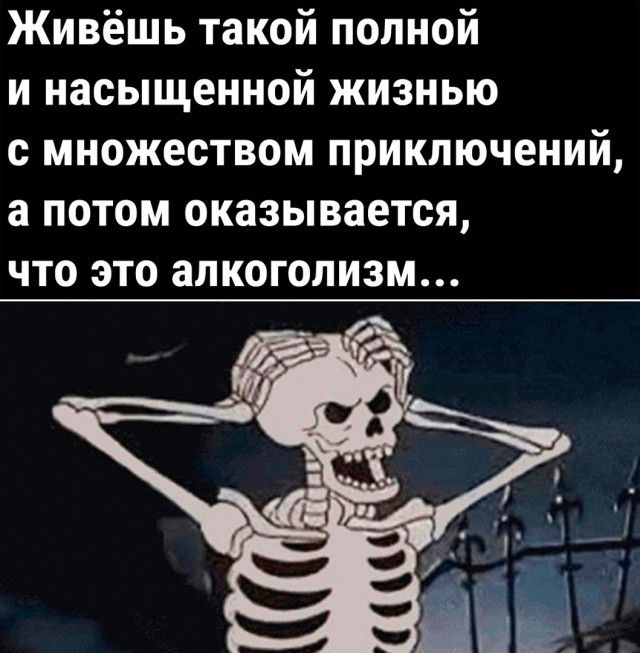 Живёшь такой полной и насыщенной жизнью с множеством приключений а потом оказывается что это алкоголизм