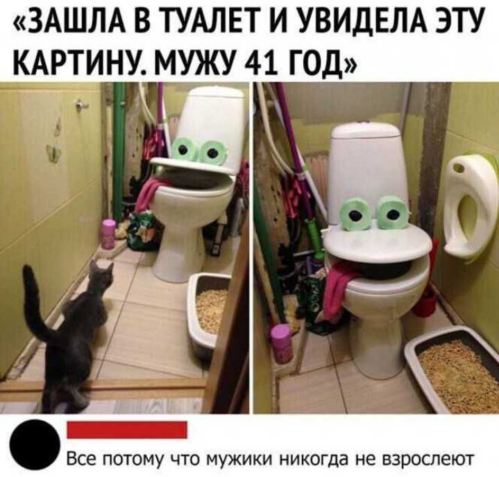 ЗАШЛА В ТУАЛЕТ И УВИДЕЛА ЭТУ КАРТИНУ МШ 41 ГОД ч Все потому что мужики никогда не взрослеют