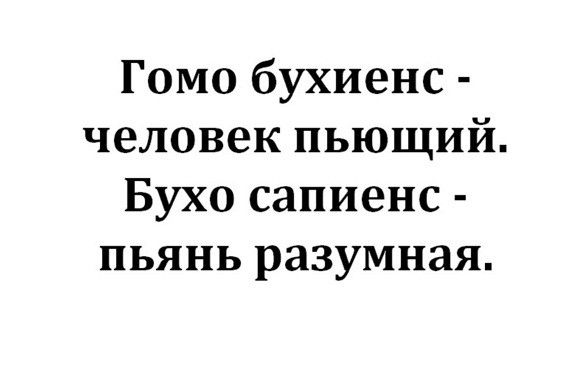 Гомо бухиенс человек пьющий Бухо сапиенс пьянь разумная