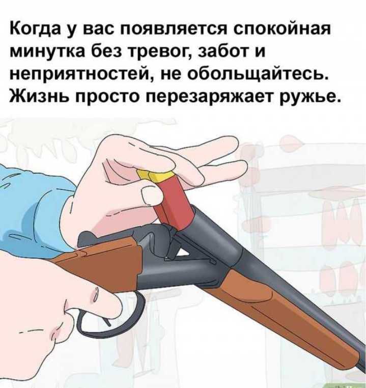 Когда у вас появляется спокойная минутка без тревог забот и неприятностей не обольщайтесь Жизнь просто перезаряжает ружье