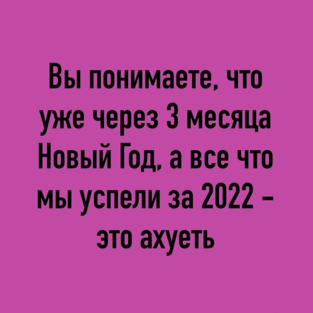 Вы понимаете что уже через 3 месяца Новый Год а все что мы успели за 2022 это ахуеть